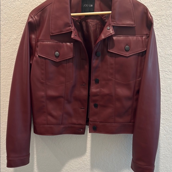 Joe’s Cropped Burgundy Women's Faux Leather Jacket - Picture 6 of 9